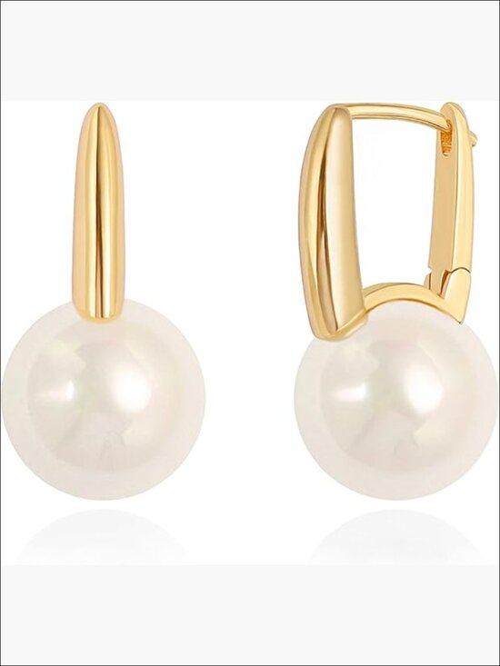 Jewelry - Shell Pearl Drop Dangle Earrings 18K Gold Plated Leverback
